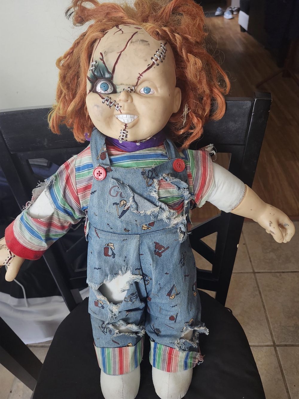 Horror Doll with Orange Hair and Striped Outfit - Kids Toy